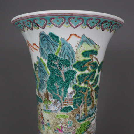 Große Gu-förmige Vase - Porzellan, Trompetenvase mit abgeset… - photo 15