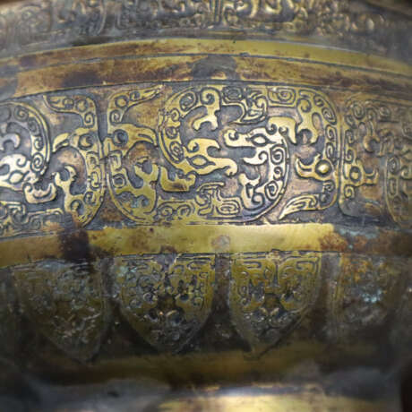 Räucherschale mit Deckel - China, Bronze mit Resten der Verg… - Foto 3