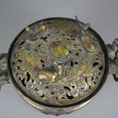 Räucherschale mit Deckel - China, Bronze mit Resten der Verg… - Foto 7