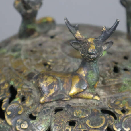 Räucherschale mit Deckel - China, Bronze mit Resten der Verg… - Foto 8