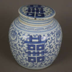 Blau-weißer Deckeltopf - China, ausgehende Qing-Dynastie, sp…