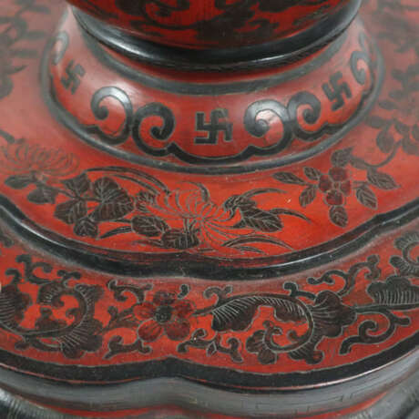 Rotlack-Tisch - China, Holz, geschnitzt, runde Tischplatte, … - photo 2