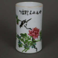 Pinselhalter - China, nach 1900, Porzellan, handgemalter Ema…