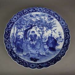 Große Platte - China, Porzellan, im kräftigen Unterglasurbla…