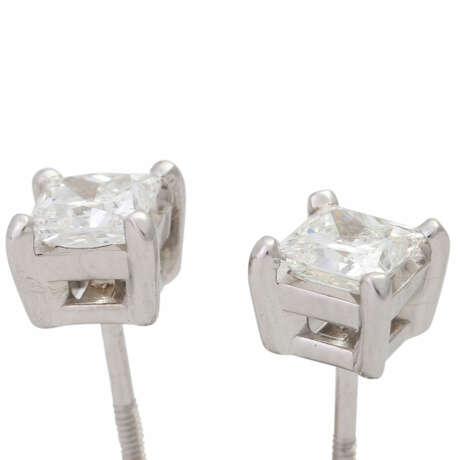 Ohrschrauben mit 2 Diamanten im Prinzess-Schliff ca. 0,67 ct - Foto 3