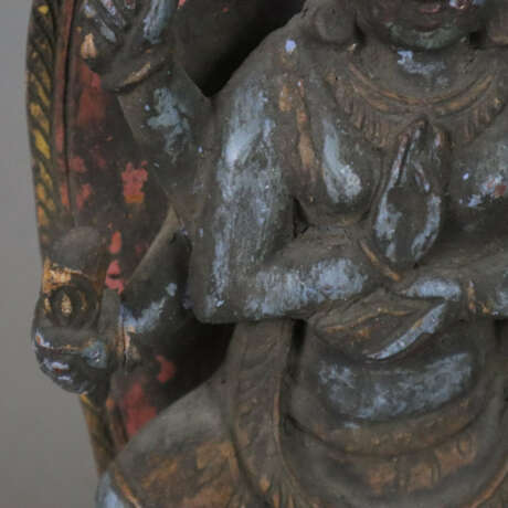 Stele mit Mahakala - Tibet, Holz geschnitzt, kultische Bemal… - фото 4