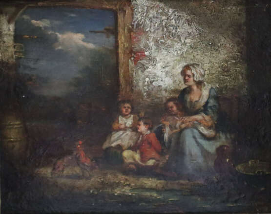 Genremaler (19. Jh.) - Mutter mit drei Kindern findet Unters… - photo 2