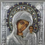 Oklad-Ikone "Gottesmutter von Kasan" (Kazanskaja) - Russland… - Foto 3