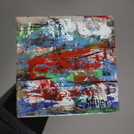 Miller, C. (20./21.Jh.) - "Kubus auf Säule", Acryl auf Holzk… - Foto 6