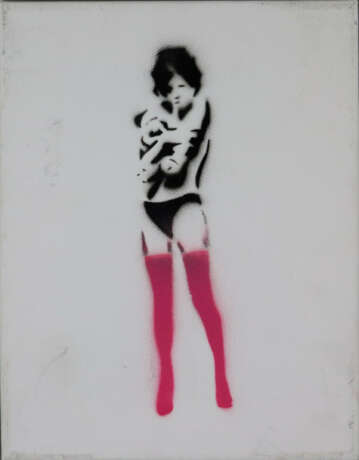 Banksy - "Dismal Canvas" mit Motiv "Banksy Mädchen umarmt Te… - Foto 1