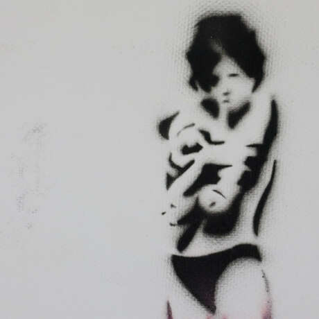 Banksy - "Dismal Canvas" mit Motiv "Banksy Mädchen umarmt Te… - Foto 2