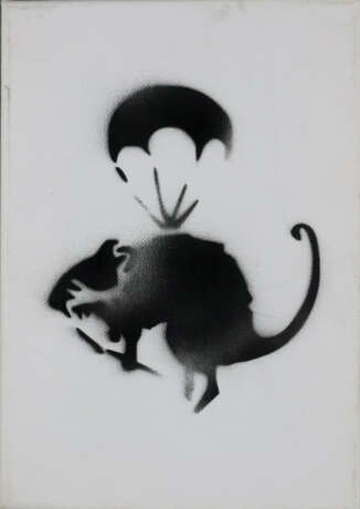 Banksy - "Dismal Canvas" mit Motiv "Ratte mit Fallschirm", 2… - Foto 1