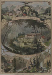 Souvenirblatt "Weissenburg Schweiz" - handkolorierter Holzst…