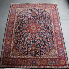 Großer Mesched-Teppich - Persien, Wolle, signiert, dunkelbla…