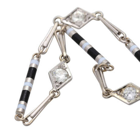Art Déco, feine Collierkette mit 6 Altschliffdiamanten, zusammen ca. 0,9 ct, - фото 5