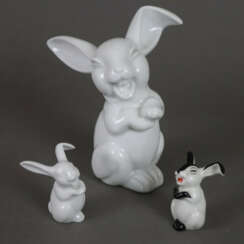 Drei Porzellanfiguren "Lachender Hase" - Rosenthal, Porzella…