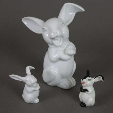 Drei Porzellanfiguren "Lachender Hase" - Rosenthal, Porzella… - photo 1