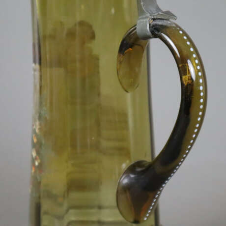 Großer Glaskrug mit Zinndeckel - olivgrünes Glas, schauseiti… - фото 3