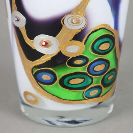 Glasvase mit Klimt-Motiven - nach unten konisch zulaufende S… - Foto 11