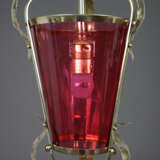 Jugendstil-Deckenlampe - um 1900, Messinggestell mit roséfar… - фото 3