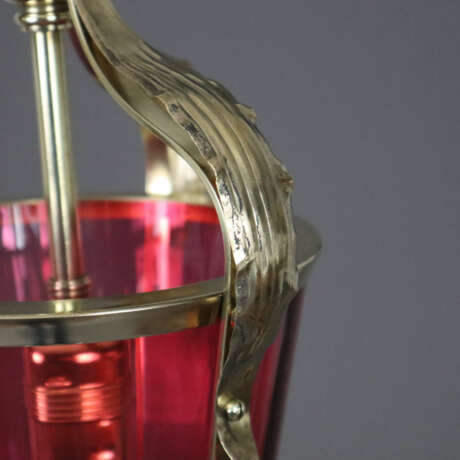 Jugendstil-Deckenlampe - um 1900, Messinggestell mit roséfar… - Foto 6