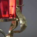 Jugendstil-Deckenlampe - um 1900, Messinggestell mit roséfar… - Foto 7
