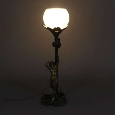 Jugendstil-Tischlampe - um 1900/10, Sockel signiert "H. Sibe… - Foto 5