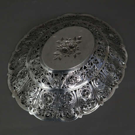 Korbschale im Barockstil - 800er Silber, ovale Form, durchbr… - Foto 3