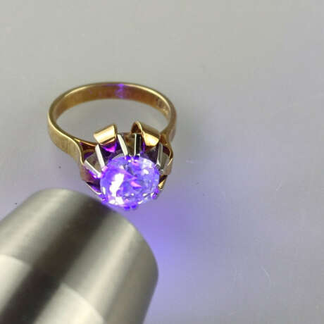 Solitärring mit großem Diamanten von über 2 ct.- Gelbgold 58… - Foto 7