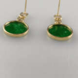 Ein Paar Jade-Ohrringe - Gelbgold 750/000 (18K), Gewicht ca.… - photo 6