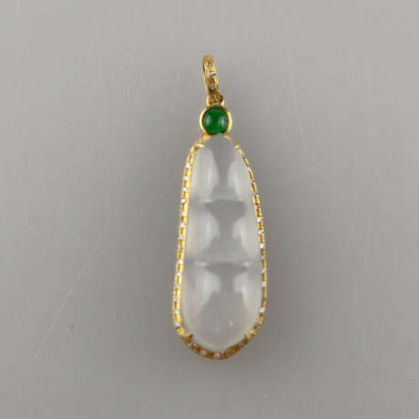 Jade-Anhänger mit Diamanten - Gelbgold 750/000 (18K), milchi… - Foto 2