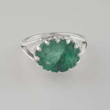 Smaragd-Ring - 925er Silber, Ringkopf besetzt mit einem oval… - фото 1