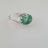 Smaragd-Ring - 925er Silber, Ringkopf besetzt mit einem oval… - Foto 2