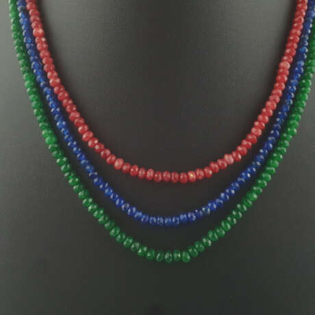 Multicolor-Collier - dreireihige Halskette aus facettierten … - Foto 2