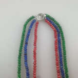 Multicolor-Collier - dreireihige Halskette aus facettierten … - photo 5