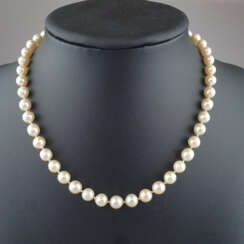 Perlenkette mit Silberschließe - champagnerfarbene Perlen mi…