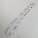 Zarte Lapis-Perlenkette - kleine längliche Süßwasserperlen i… - photo 3