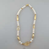 Perlenkette mit Citrinen - Halskette aus runden Perlen (Dm. … - photo 3