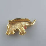Vintage-Brosche - Metall vergoldet, Elefant mit erhobenem Rü… - фото 4