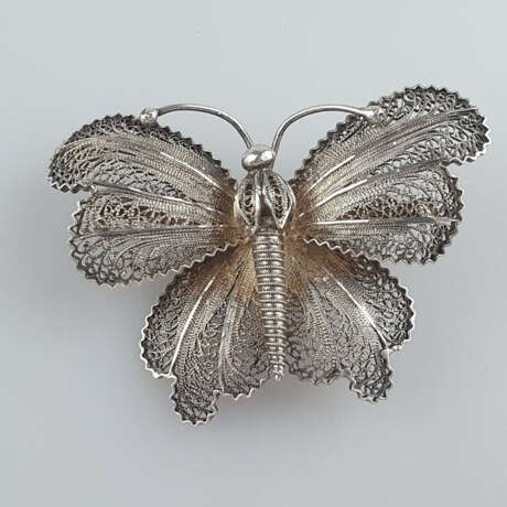 Vintage-Schmetterlingsbrosche - filigrane Ajourarbeit aus Si… - Foto 3