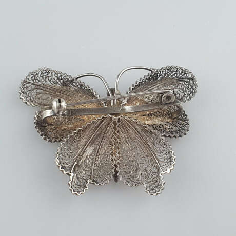 Vintage-Schmetterlingsbrosche - filigrane Ajourarbeit aus Si… - Foto 4