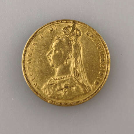 Goldmünze Sovereign "Old Head" 1887 - Großbritannien, Victor… - фото 1