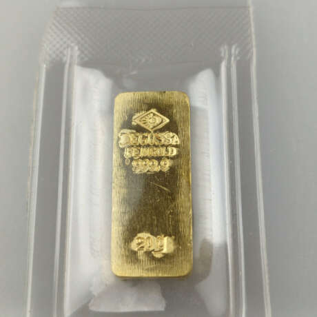 20g Goldbarren Degussa - 999,9 Gold, alte Blockform, geprägt… - фото 1