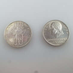 Zwei Silbermünzen 3 Reichsmark 1929 - Weimarer Republik, 500…