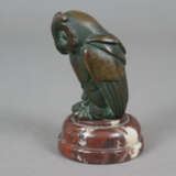 Tierfigur "Eule" - Bronzeminiatur, dunkelbraun und grün pati… - фото 2