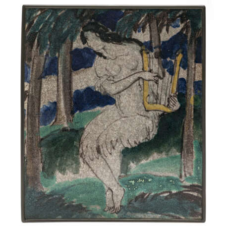 Reliefbild "Mädchen mit Lyra". Staatl. Majolika-Manufaktur Karlsruhe, Max Laeuger, 1924 - Foto 1