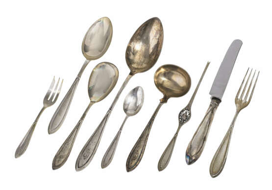 Cutlery, 64 pieces. Design by Peter Behrens, manufactured by Franz Bahner, Dusseldorf, 1904 - фото 1