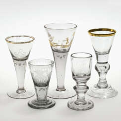 Five goblets. mostly Lauenstein, 2nd half of the 18th century