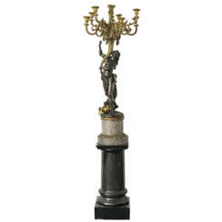 A nine-light candelabrum with Bacchante. France, late 19th century