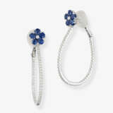 A pair of hoop earrings decorated with blue sapphires and brilliant-cut diamonds. Germany - photo 1